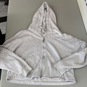 Calvin Klein Light Gray Zip-Up Cropped short Hooded Jacket Women’s size Large